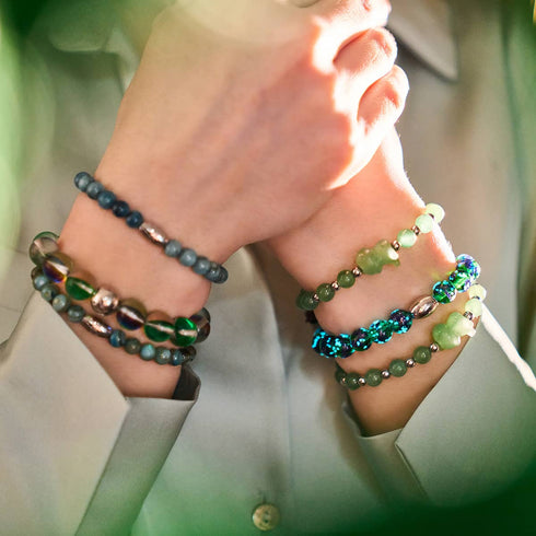 Smaragdmond | 925 Sterling Silber | Galaxy Glas Statement Armband